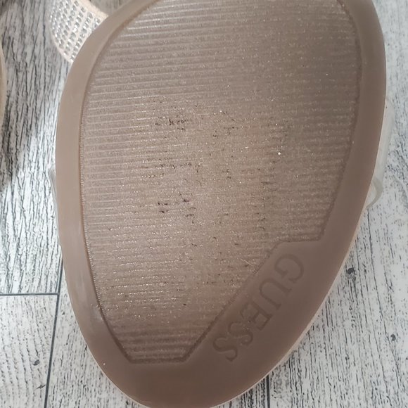 Women's GUESS Mia Double Strap Sparkly Kitten heels. Beige with clear strap 6.5M - Picture 13 of 14